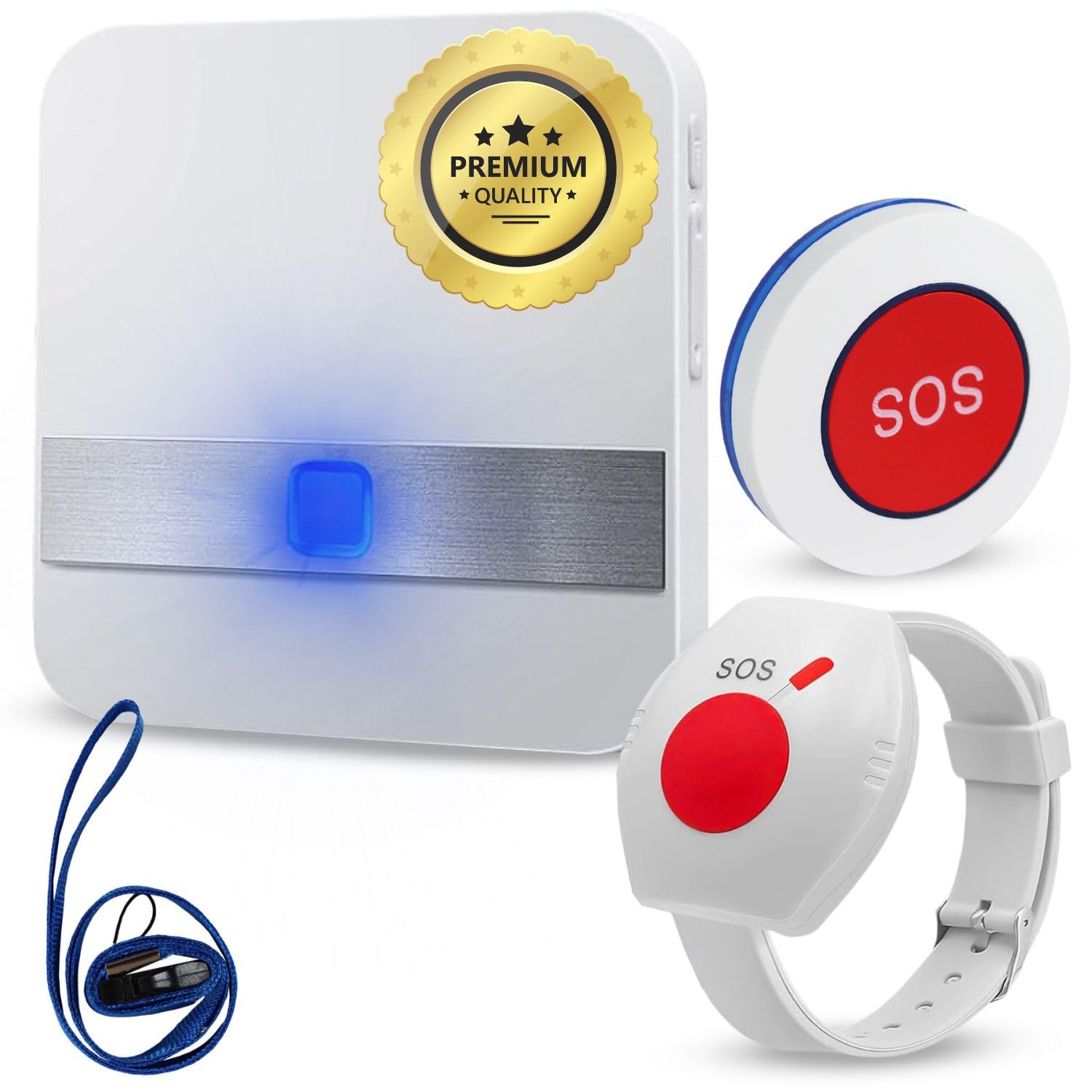 Alarma Avisador Personas Mayores Botón Emergencia Ancianos Reloj Botón SOS Pulsera Personas Mayores y Niños INTERCOMUNICADOR Botón Emergencia para Ancianos Timbre para Enfermos 150 Metros