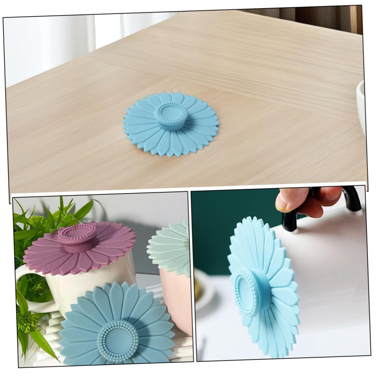 Gatuida Set di 12 Coperchi per Tazze in Silicone Design a Petali di Girasole, Copertura Antipolvere Versatile per Tazze in Ceramica e Mug da Caffè, Facili da Pulire e Resistenti al Calore