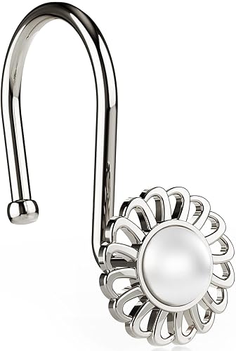 Anillos y Ganchos de Cortina de Ducha de Níquel, Percheros Decorativos para Cortina de Ducha, Anillos de Ducha de Metal Resistente, Ganchos de Ducha