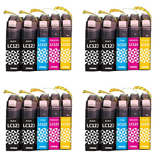 Croma - Pack 20 Cartuchos LC121/LC123XL Tinta Compatible para Brother DCP-J132W J152W J552DW J752DW J4110DW Brother MFC-J245 J4110DW J4410DW J4510DW J4610DW J4710DW J650DW J6920DW J6520DW J6720DW