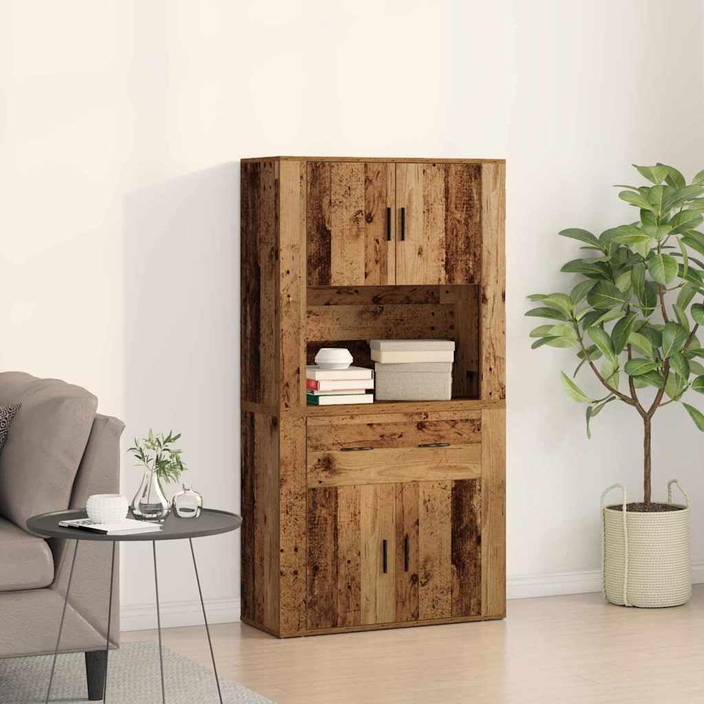 vidaXL Haut de Buffet Bois Ancien 80 x 33 x 150 cm Bois d'ingénierie, Rangement pour Salle à Manger, Meuble Moderne rectangulaire, Bois d'ingénierie, Buffet Pratique avec Grands Compartiments