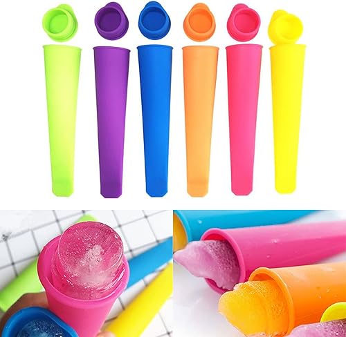 Miniatura 2 de SEIWEI Molde de silicona para paletas de helado, 5 piezas, bolsa de paletas para helados, fabricante de moldes para paletas de hielo con tapa,