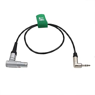 HangTon Unbalanced Audio 3.5mm TRS Cable for Atomos Shogun 7 Flame Inferno, Ninja Inferno Monitor 10 Pin 90 Degree