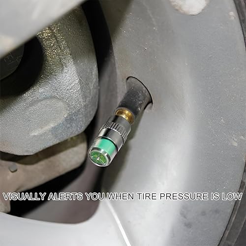 Miniatura 6 de 8 tapas de vástago de válvula para monitor de presión de neumáticos, 2.4 bares, 36 PSI, tapas de vástago de monitor de presión con alerta ocular de