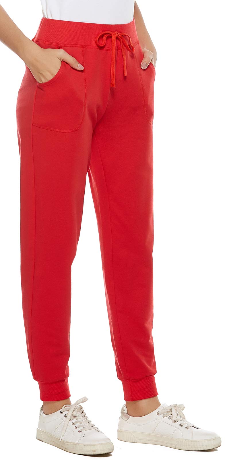 AvaCostumeWomen's Cotton Stretch Active Jersey Jogger Pants with Pockets