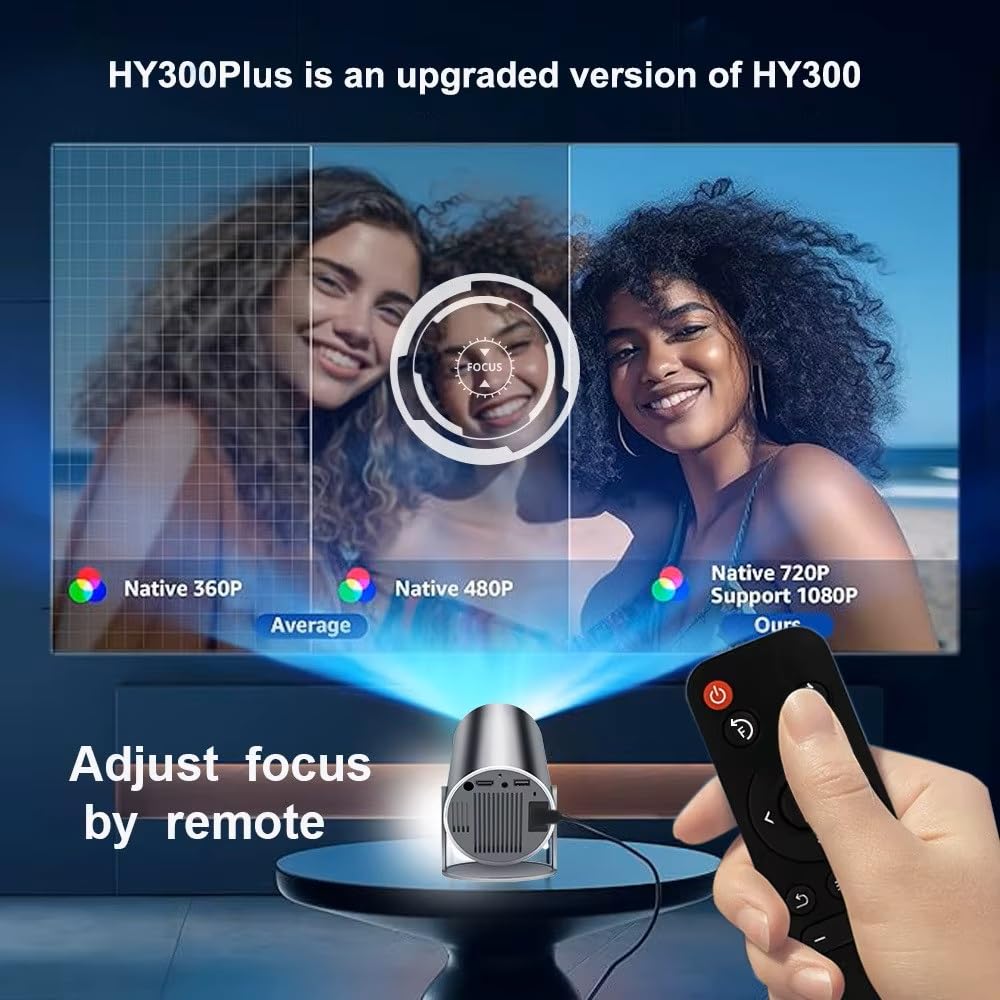 Hy300Plus Proiettore portatile HD 4K Android 11 Wifi6 LED Video Home Theater Cinema Telefono Mini proiettore Film (Proiettore Hy300 Plus Nero)