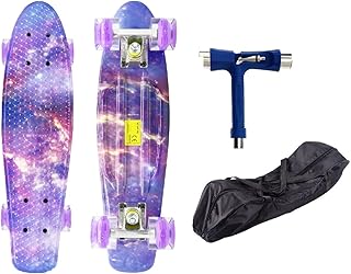 لوح تزلج مع عجلات وامضة من البولي يوريثان وشنطة حمل وادوات من باني 2206D - تصميم مجرة