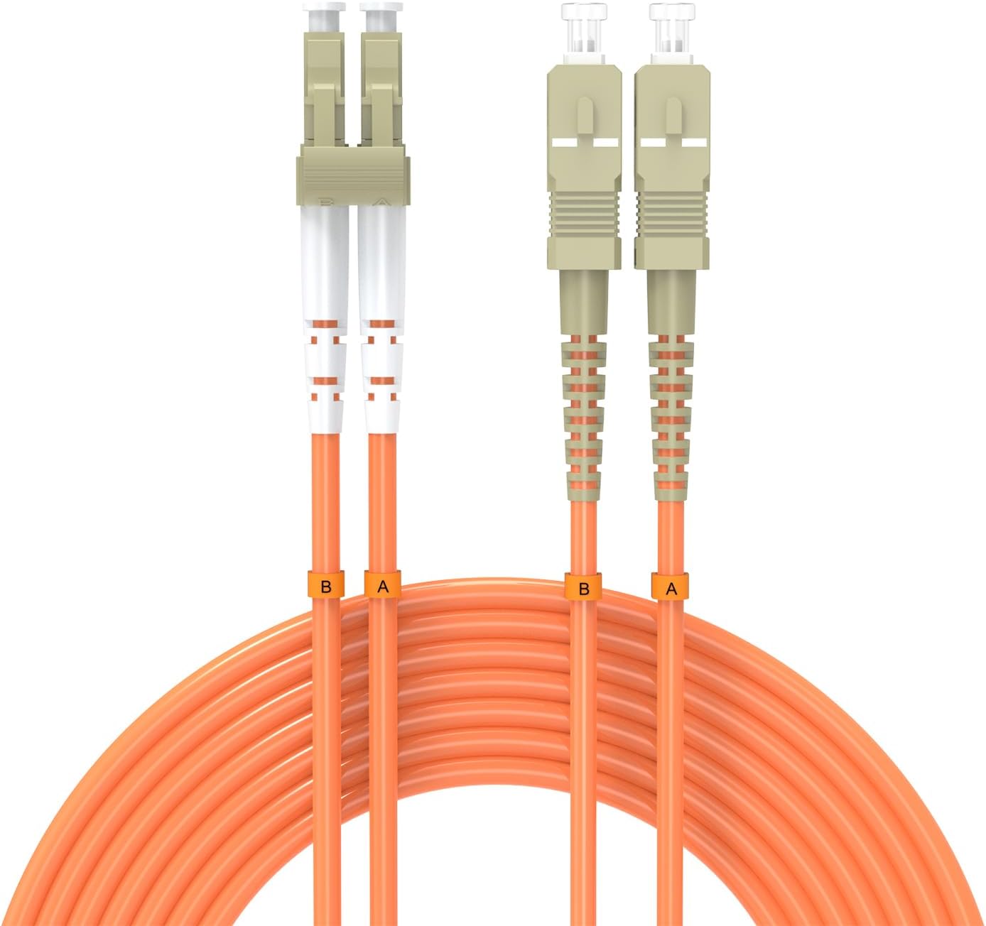 15Meters 50ft LC/UPC-SC/UPC Multi-Mode Fiber Optic Cable LC to SC OM1 Jumper Optical Patch Cord Duplex 62.5/125um Orange LC-SC