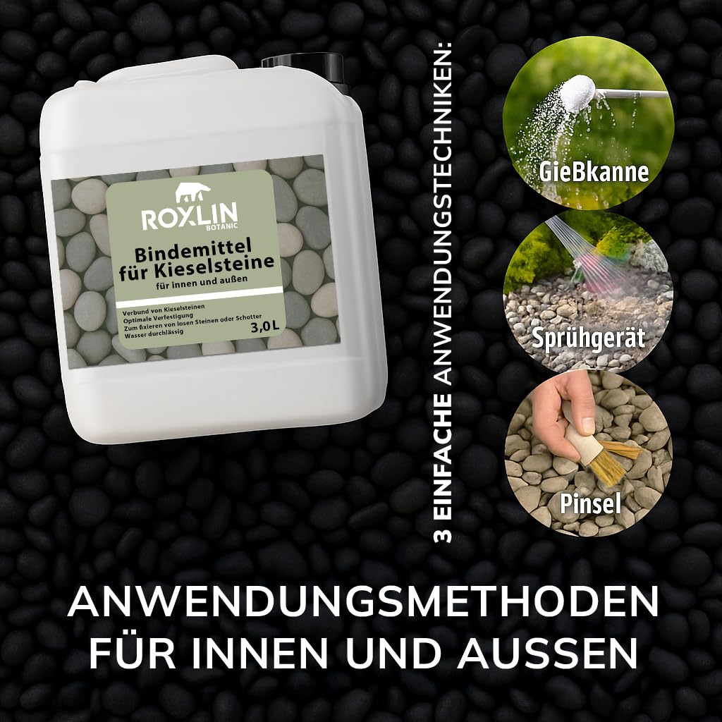 Botanic Kiesbinder Kiesverfestiger Bindemittel für Kies/Schotter Aller Art Mulchbinder Gartenbahn Steinweg (Weiss, 3 Liter)