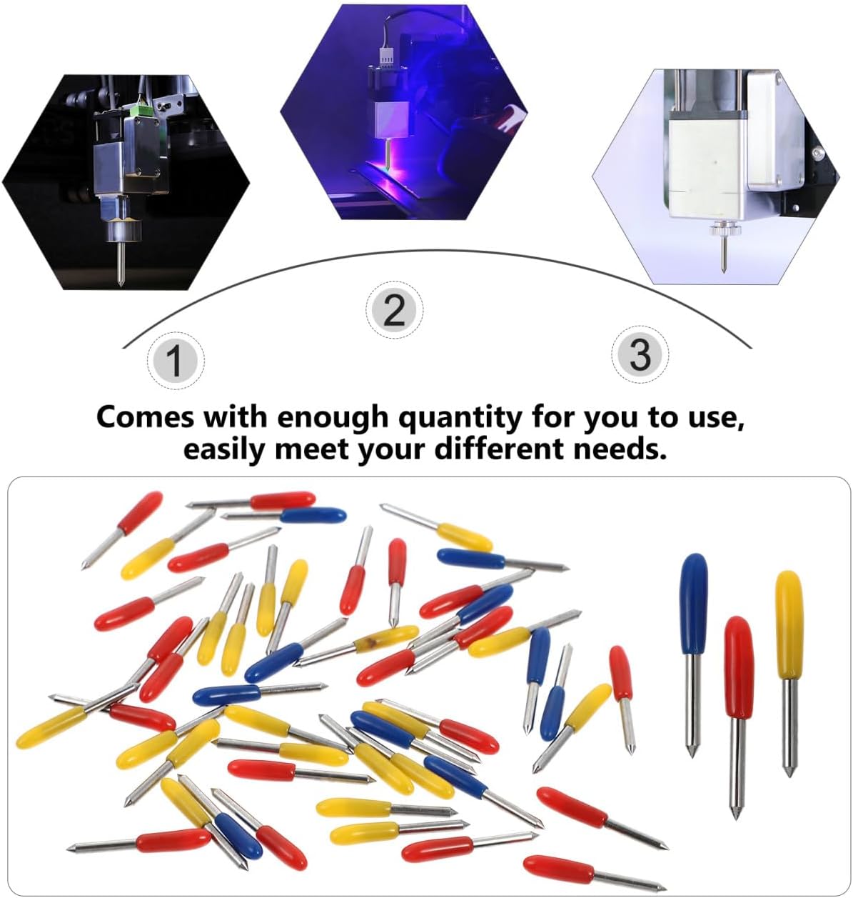 DOITOOL 50pcs Replacement Blades for Cutting Machines Tungsten Lettering Knife Cutters for Vinyl Fabric Cutting
