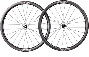 ICAN G50 Carbon Gravel Bike Disc Wheelset 700C Hooked Rimset with 25mm Inner Width and 36T Ratchet Hub