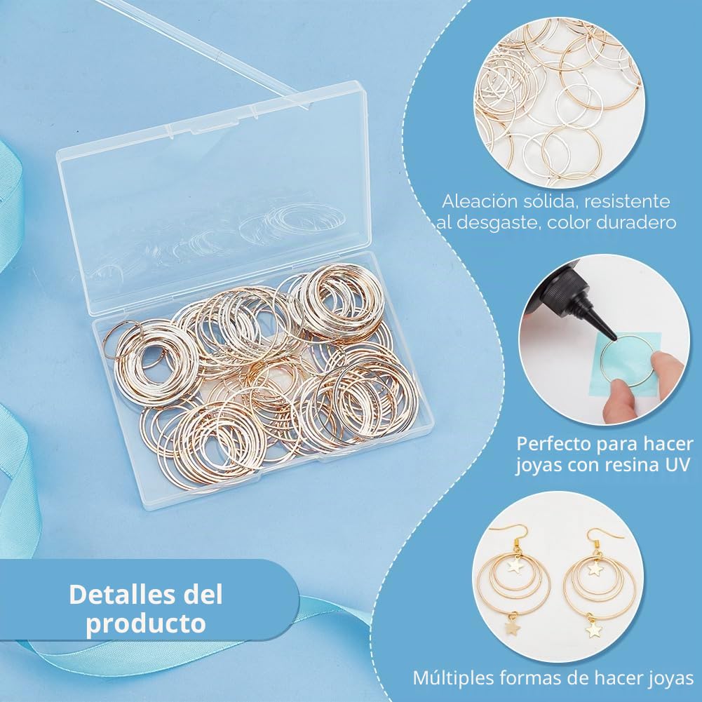 OLYCRAFT 160 pieza Colgante Redondo con Marco Hueco, 4 tamaños, Latón, Marco de Bisel Abierto, Dijes, Anillos Circulares de Latón para Hacer Pendientes Y Manualidades con Resina UV