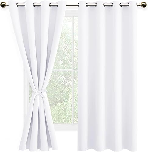 DWCN Cortinas blancas para oscurecer la habitaciĂłn de 63 in de largo, cortinas con ojales en la parte superior, para sala de estar, cortinas de DWCN Cortinas blancas para oscurecer la habitaciĂłn de 63 in de largo, cortinas con ojales en la parte superior, para sala de estar, cortinas de