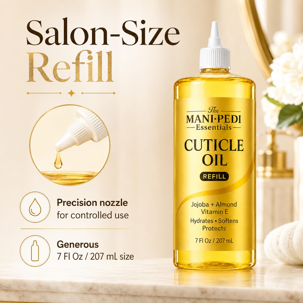 TMPE Professional Cuticle Oil Refill/Bulk Pack for salons, enriched with Jojoba Oil, Vitamin E & Sweet Almond Oil. Manicurist's Choice for Nourished Nails & Cuticles - 200ml 3
