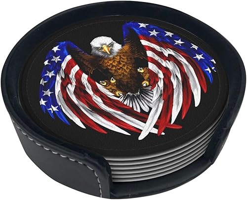 Miniatura 18 de Posavasos de madera vintage con soporte para bebidas con la bandera de Maryland, juego de 6, posavasos redondos impresos para escritorio de café,