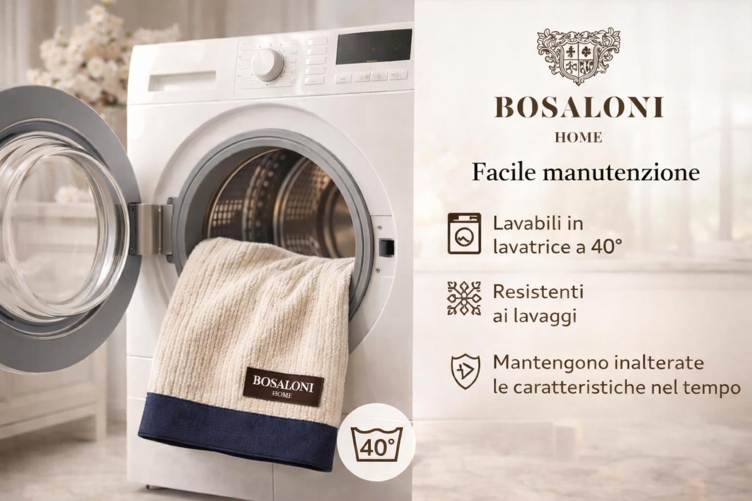 B O S A L O N I HOME Set 2 Asciugamani Viso – Formato Compatto ed Elegante – 100% Cotone – Morbidi, Leggeri e ad Asciugatura Rapida - Blu
