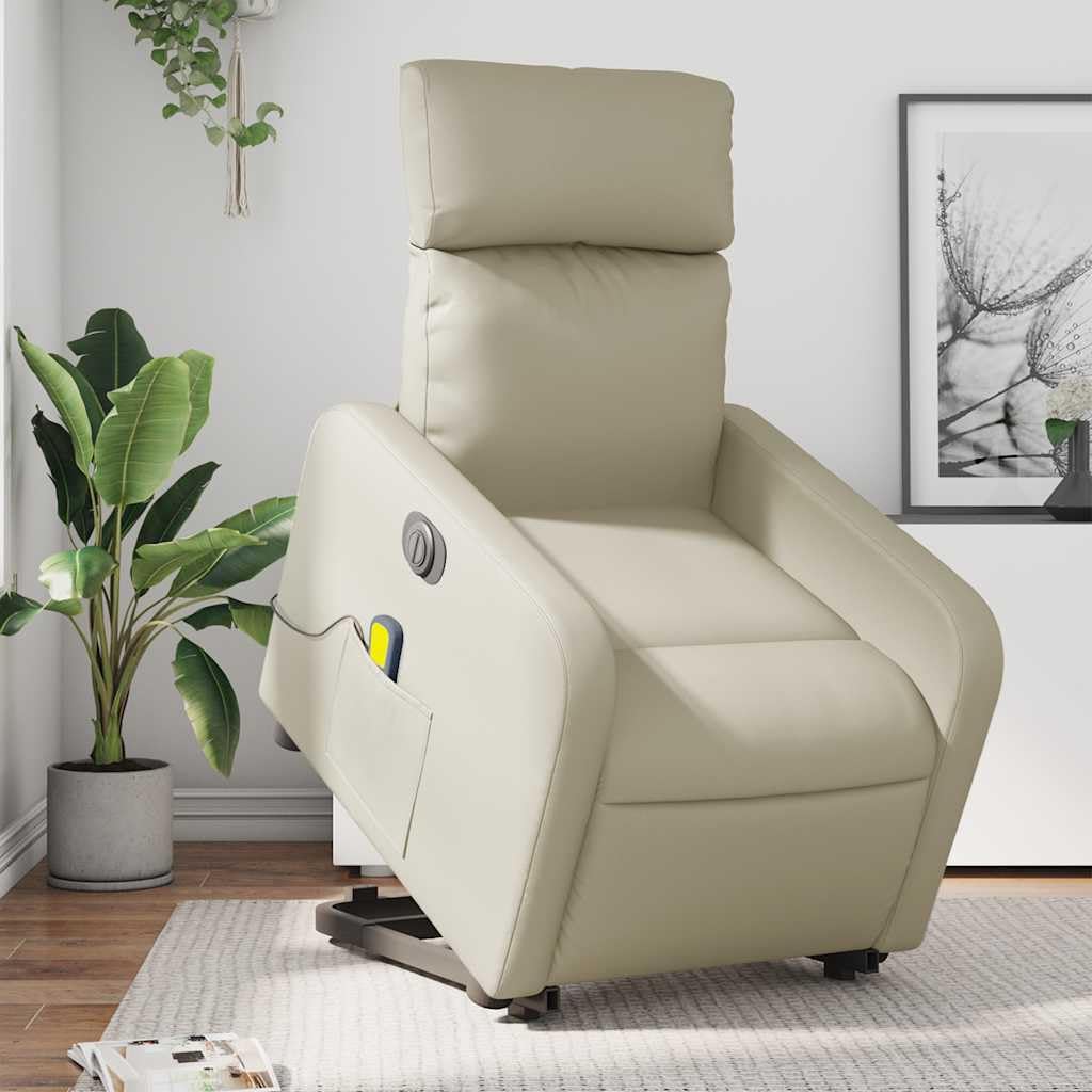 Sillón elevador eléctrico reclinable con masaje por vibración, 6 puntos de masaje, función elevación e inclinación hasta 135°, estructura estable de madera