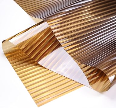 Sunice Amber Color Reeded Window Film Self-Adhesive Privacy Decals Film Brown Frosted Film for Home Bathroom Office 60"x787"
