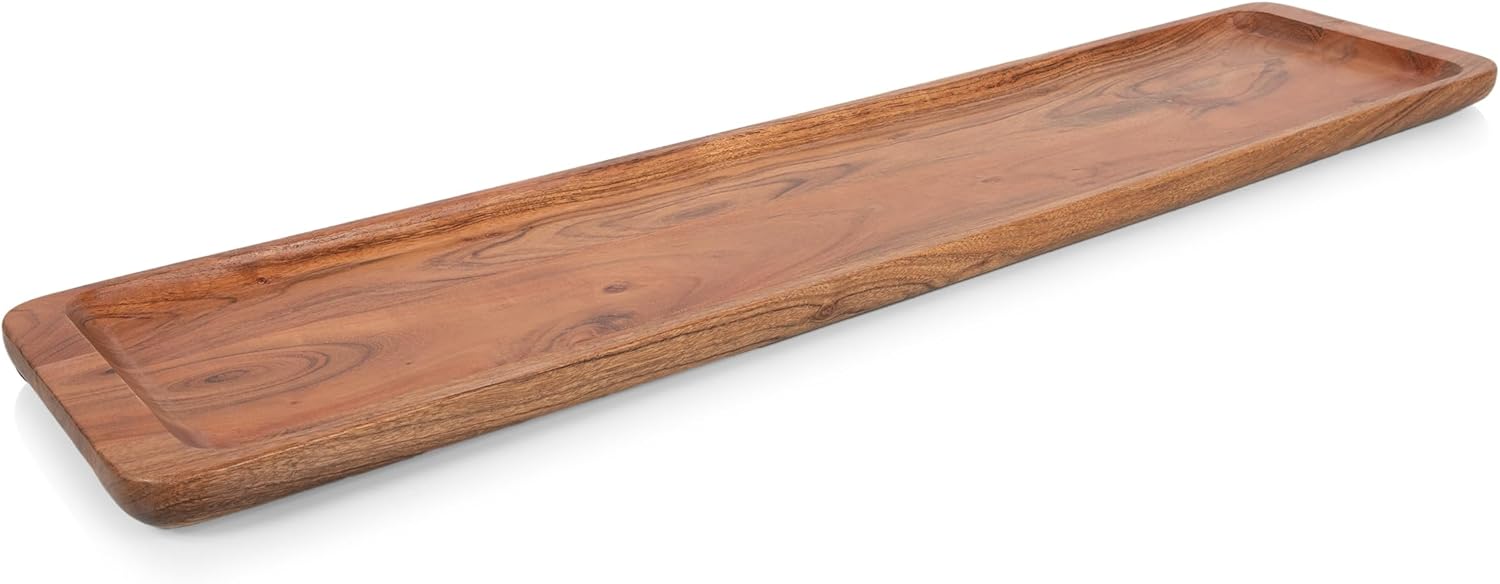 Picnic TIME Canapé Appetizer Serving Tray, Long Rectangular Charcuterie Board, Acacia Wood Cheese Board, Grazing Board (Acacia Wood)