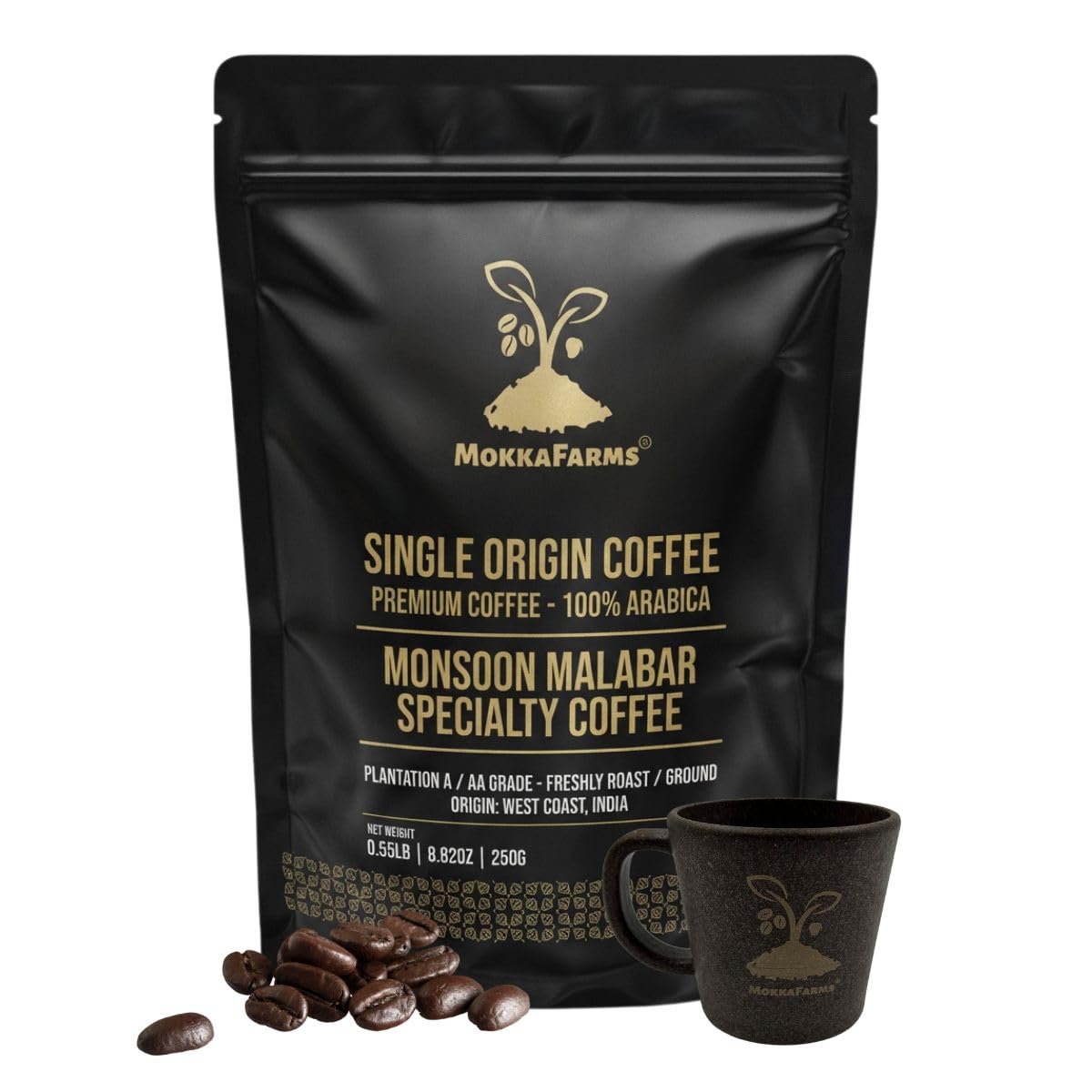 MokkaFarms Specialty Coffee - Monsoon Malabar 250g | Whole Beans, Medium-Dark Roast, 100% Arabica | Single Origin Plantation/Washed A/AA Grade | One Way Valve Zip Lock Bag |-image-45