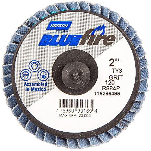 120 Grit 2" Diam Type 27 Zirconia Alumina Flap Disc (10 Pieces)