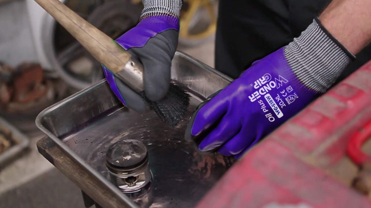 Wonder Grip WG-518W Oil Plus Oil-resistant Gloves, Size XL/10, violet - Image 3