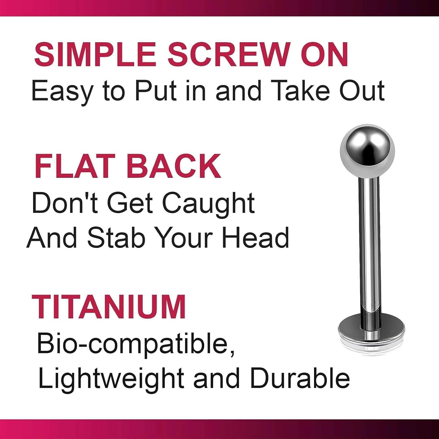 2pcs 16g Titanium Labret Studs Conch Piercing Lip Snake Bites Spider Ball Monroe Tragus Cartilage Helix B2ACX Pick Size