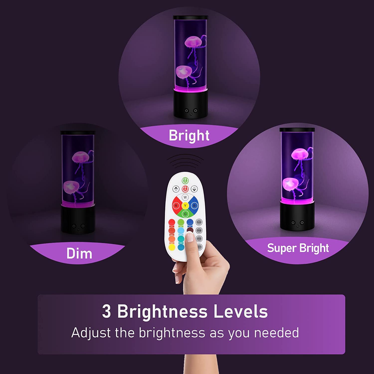 Quallen Lampe Mit 17 Farben & Fernbedienung | LED Nachtlicht, Deko Fürs Zimmer | Beruhigendes Aquarium-Ambiente