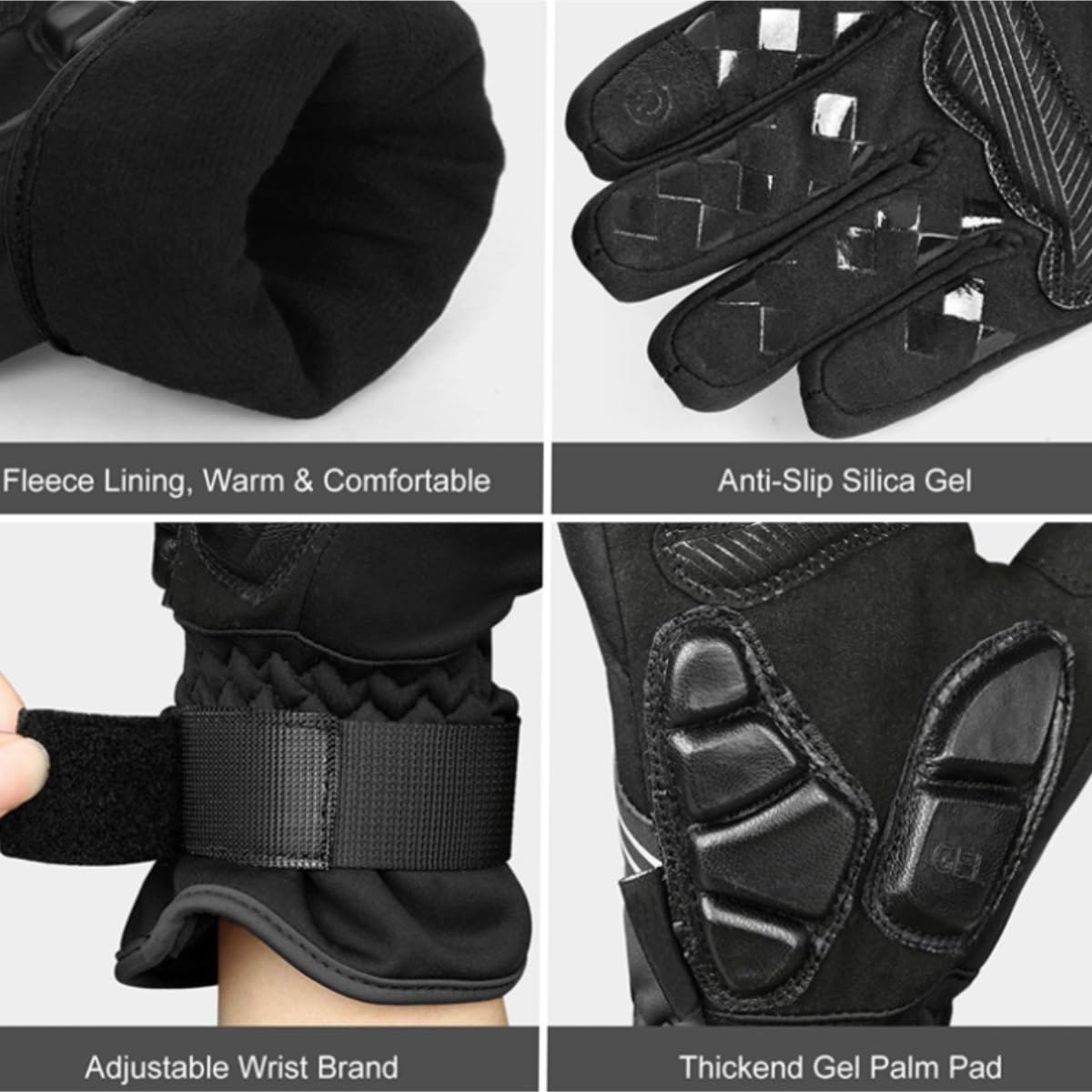 Guantes de Ciclismo El Cojín del Gel De Los Guantes De La Bicicleta Calienta Todos Los Guantes De La Pantalla Táctil De Los Guantes De La Bicicleta del Dedo Guantes Deportivos(Grün,M)
