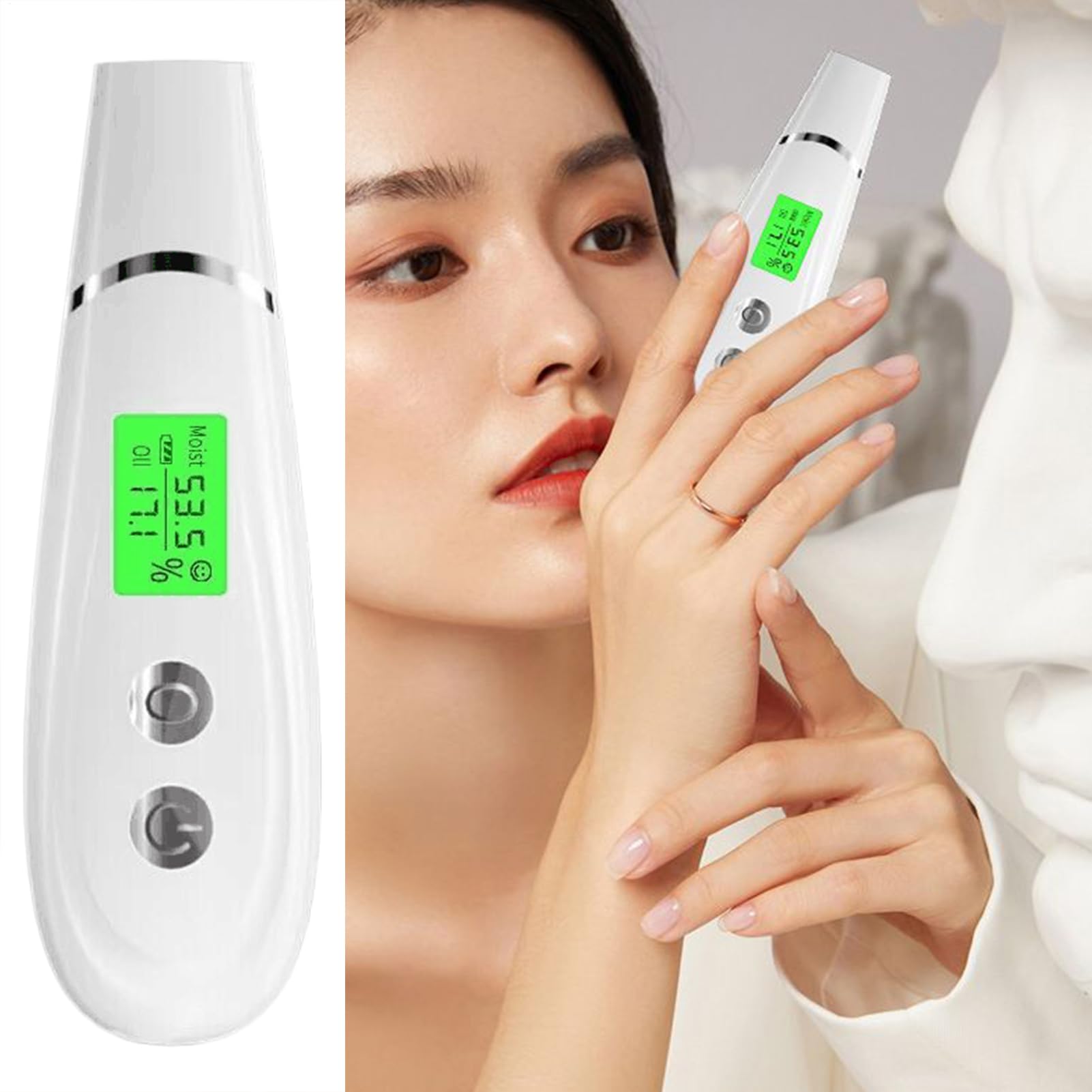 Analizador de humedad facial, medidor de hidratación de la piel LCD, monitor de agua y aceite, detector digital portátil de pieles para pieles sensibles, maduras, secas, grasas, mixtas, premaquillaje
