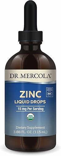 Dr. Mercola Suplemento dietético líquido de zinc, 5 mg por porción, alrededor de 28 porciones, 3.88 onzas líquidas, apoya la salud de los órganos y
