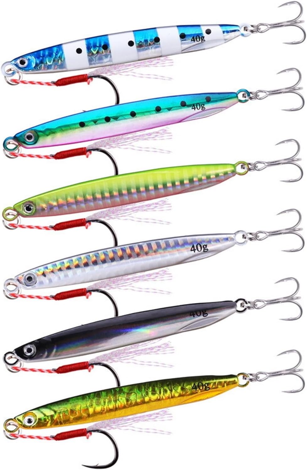 6pcs/lot Super Slim Long Metal Casting Jig Fishing Lures 7G 10G 14G 17G 21G 30G 40G Shore Cast Jigging Spoon Fishing Lure Tackle