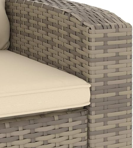 Miniatura 7 de Silla reclinable para patio con cojines, color marrón claro, de poliéster y ratán para exteriores, sillas de comedor al aire libre, Sillas para