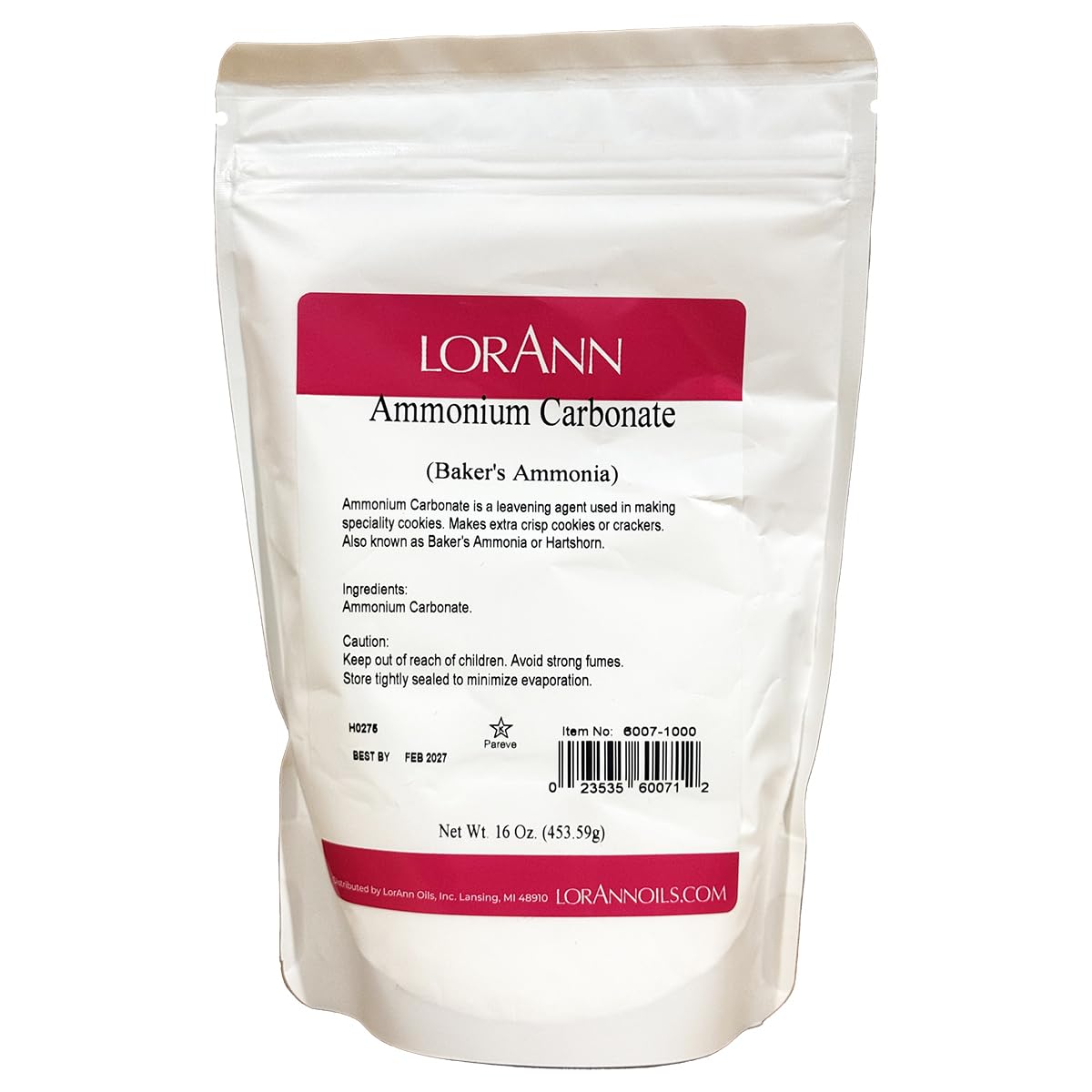 LorAnn Oils Baker's Ammonia (Ammonium Carbonate) - Ideal for Springerle & Thin, Crispy Cookies, Perfect with Wooden Cookie Molds, Hirschhornsalz