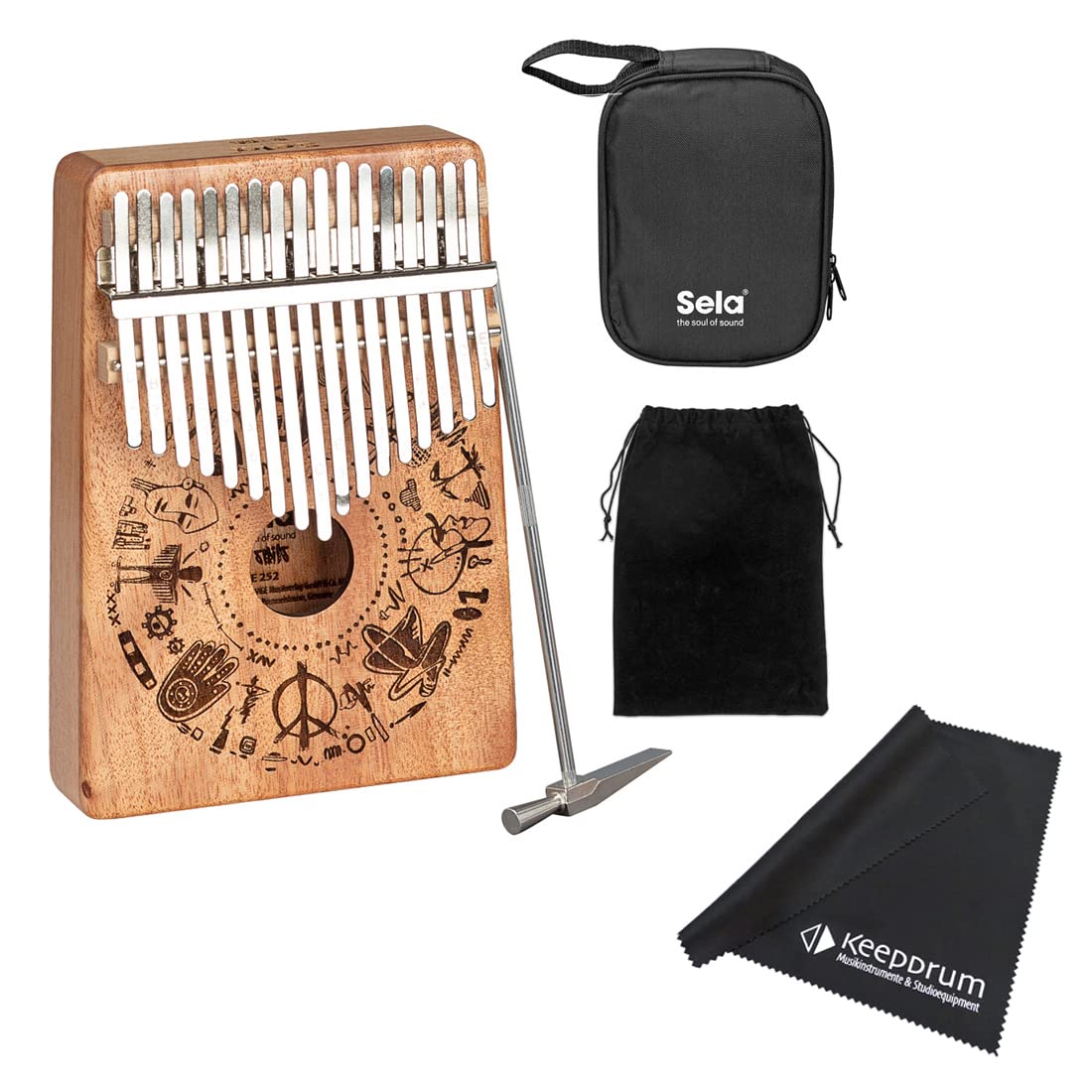 Sela SE252 Kalimba mahoń 17 Free Spirit + ściereczka z mikrofibry keepdrum