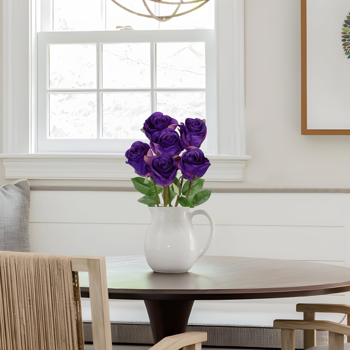 Briful Purple Artificial Roses – 6PCS 18.9" Silk Rose Flowers with Long Stems Realistic Faux Rose Bouquet for DIY Wedding Arrangements Table Vase Centerpieces Home Event Decor - Image 6