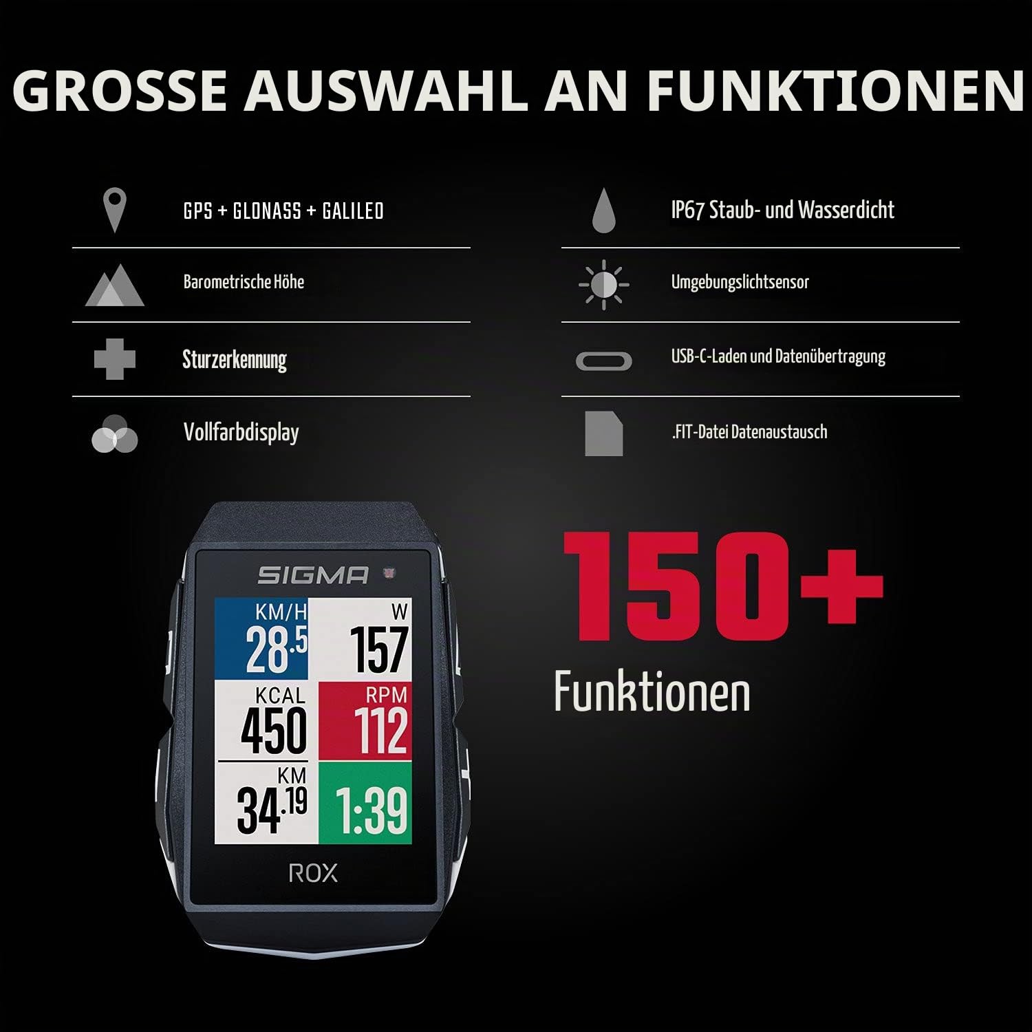 SIGMA ROX 11.1 EVO | Fahrradcomputer kabellos GPS & Navigation inkl. Geschwindigkeits-, Herz- und Trittfrequenzsensoren | Outdoor GPS Navigation mit Höhenmessung