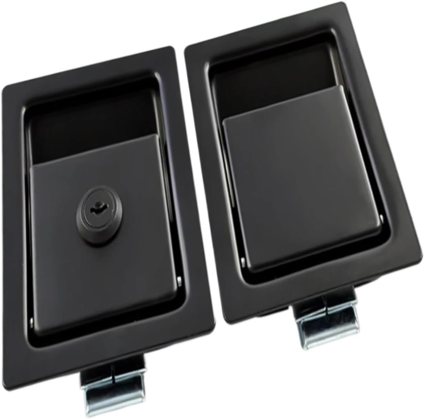 MS866-3 Heavy Duty Flush Mount Steel Paddle Handle Door Latch for Storage Rooms RV Trailers Ratio(Black-No)