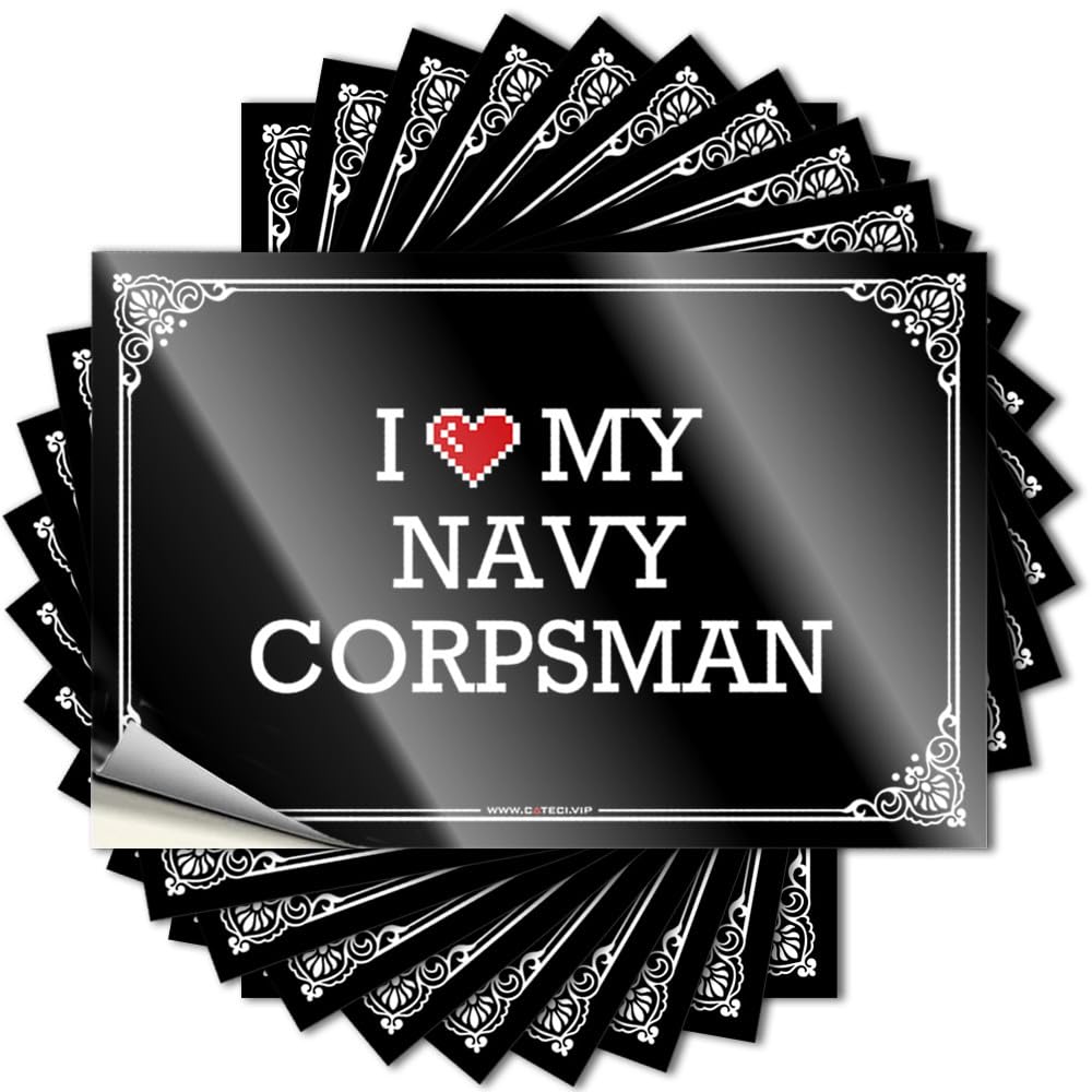 I Love My Navy Corpsman Unique Office Accessories for Men - Bumper Water Removable Vinyl Decal(12X18CM)