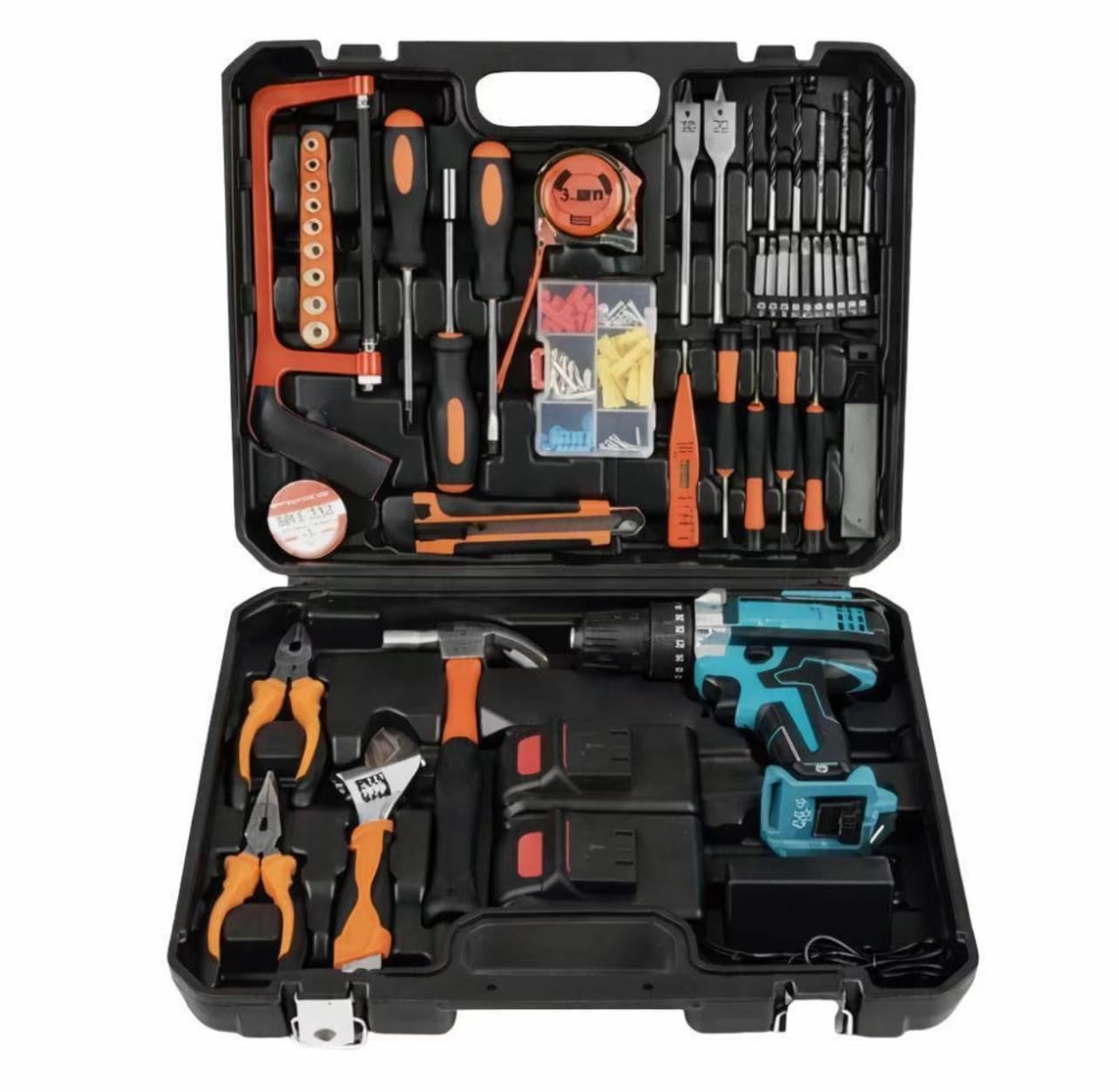 Trapano Avvitatore a Batteria Brushless con Valigetta – 2 Batterie al Litio Incluse – Kit Attrezzi Completo 118 Pezzi – Avvitatore Elettrico Professionale per Casa e Fai da Te
