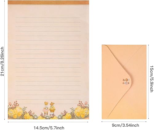 Miniatura 2 de Juego de papel de papelería y sobres, bonitos sobres de papel de papelería Kawaii de primavera, paquete de 48 papeles de papelería y 24 sobres (10