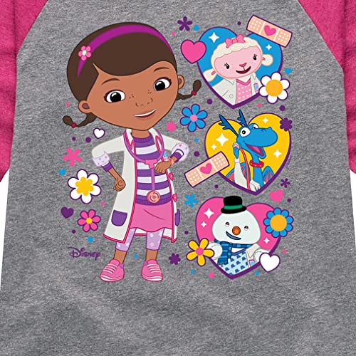 Disney Doc McStuffins - Doc with Friends Hearts - Toddler and Youth Girls Raglan Graphic T-Shirt - Size Small3