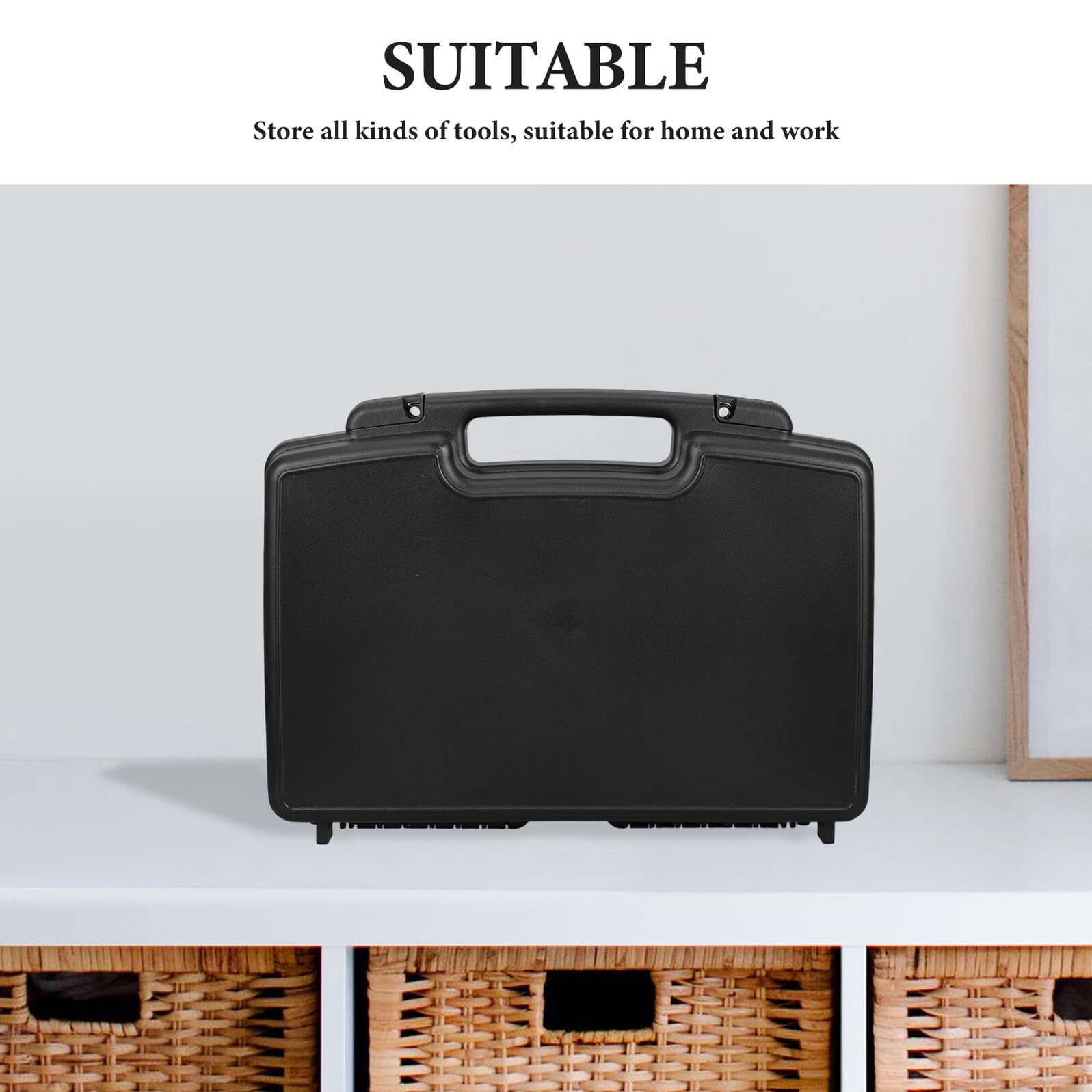 Valigetta Portautensili in Plastica Rigida Nera 420x270x112 Mm con Maniglia, Custodia Portatile per Utensili Elettrici e Accessori, Scatola Resistente per Trasporto