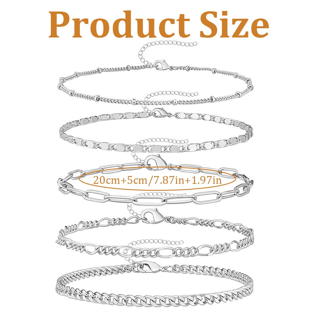 JeweBella 3-7 Pièces Bracelet Femme Plaqué Or 18K Bracelet Acier Inoxydable Femme Réglable Twist Figaro Serpent Chaîne Bracelets Empilables Bracelets Femme Or