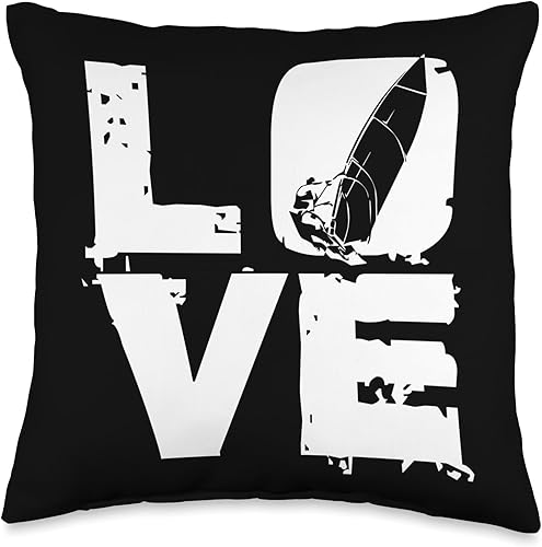 Miniatura 1 de Love Surfing Windsurfer Throw Pillow, 16x16, Multicolor
