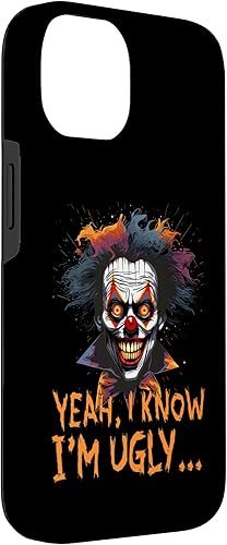 Miniatura 6 de iPhone 13 Pro Max Divertida cita de payaso de Halloween Dibujo "sí, sé que soy feo" Funda