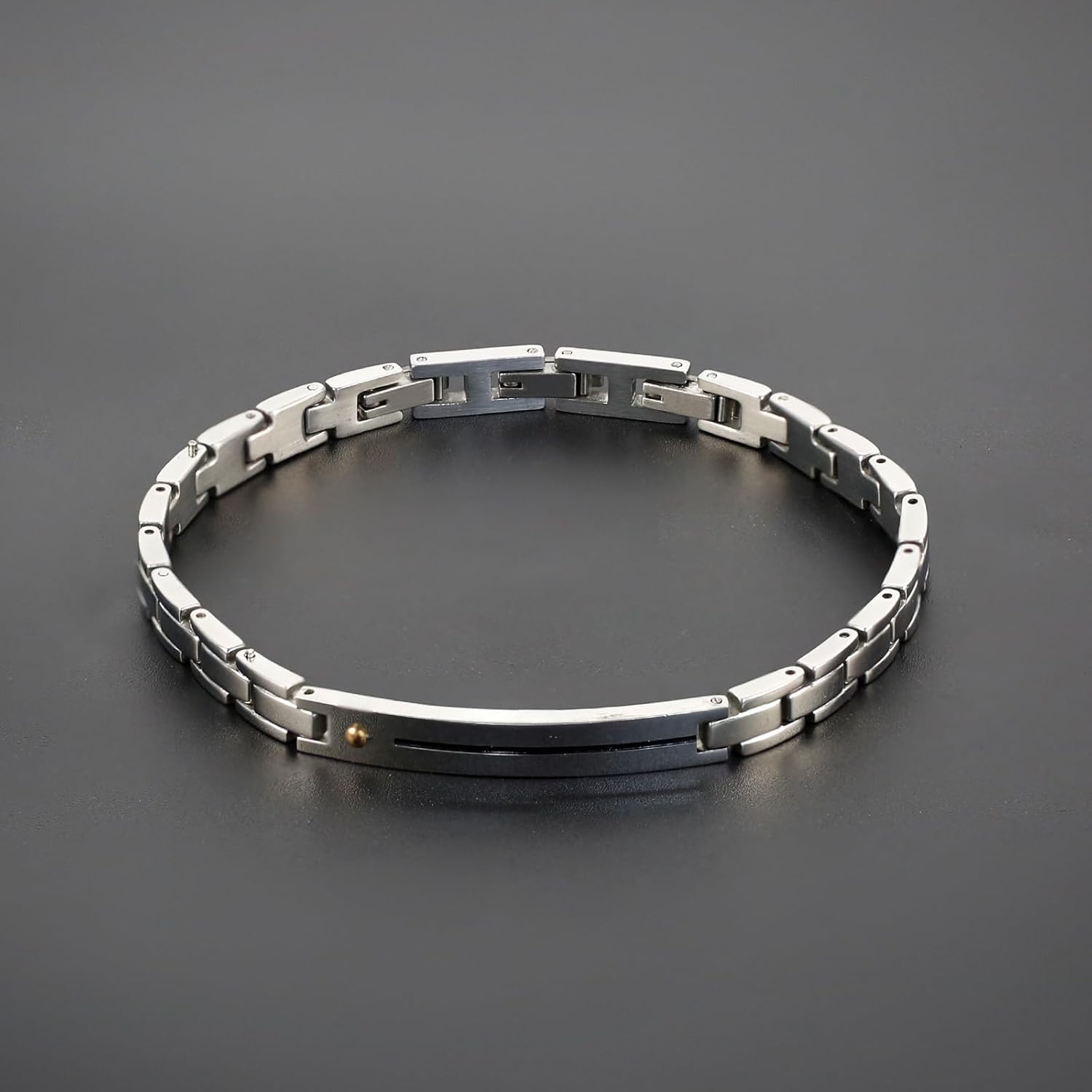 Mens Bracelet Stainless Steel, Classic Square Link bracelets for men, Fashion and Charm Jewelry Bracelet, Adjustable Fold Over Clasp Link Bracelets for Men Husband Father Boyfriend - Image 4