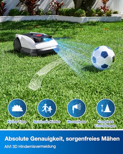 ECOVACS Goat O500 Panorama Mähroboter ohne Begrenzungskabel, 500 m², Auto-Kartierung Rasenmähroboter, Setup-frei, LiDAR-unterstützte visuelle Navigation, passiert 0,7m Engstellen, Logischer Schneiden