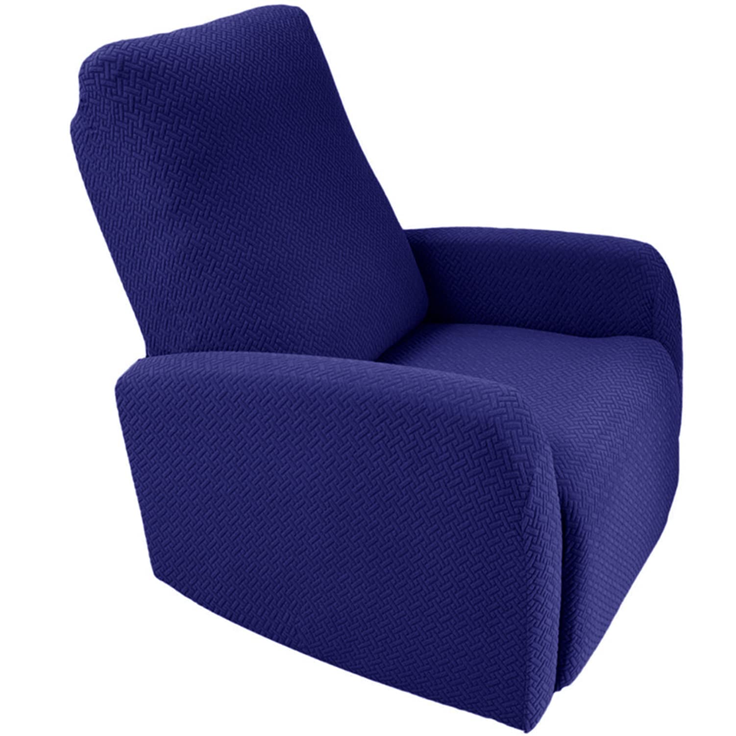 Funda de sillón reclinable jacquard azul de 4 piezas lavable para evitar deslizamientos