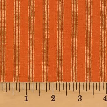 Pumpkin Spice Ticking Stripe Autumn Homespun Cotton Plaid Fabric by JCS - Sold by The Yard